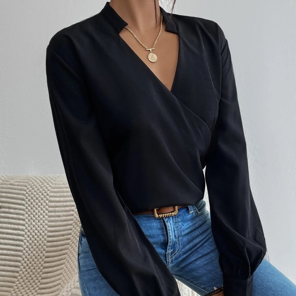 Luxe Surplice Semi Sheer Blouse - Picture 6 of 10
